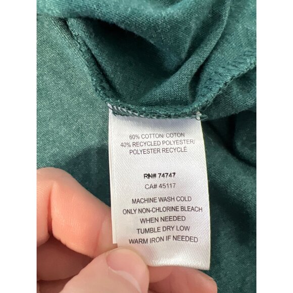 Natural Reflections V Neck Long Sleeve T Shirt Women XL Green Cotton Blend Basic - Picture 4 of 6